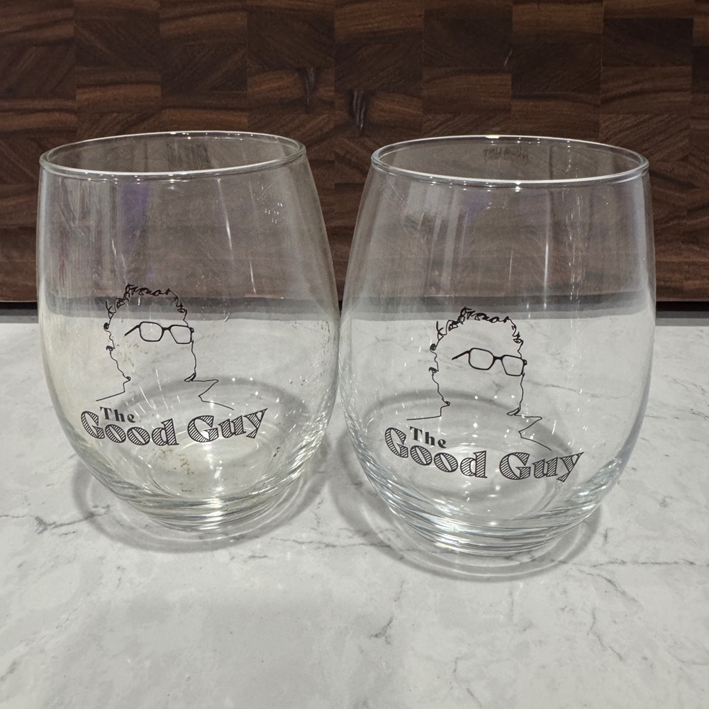 Stemless Wine Glasses - Set of 2 (Clear) Spicewood Vineyards “The Good Guy”